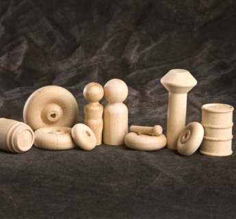 various wood toy parts